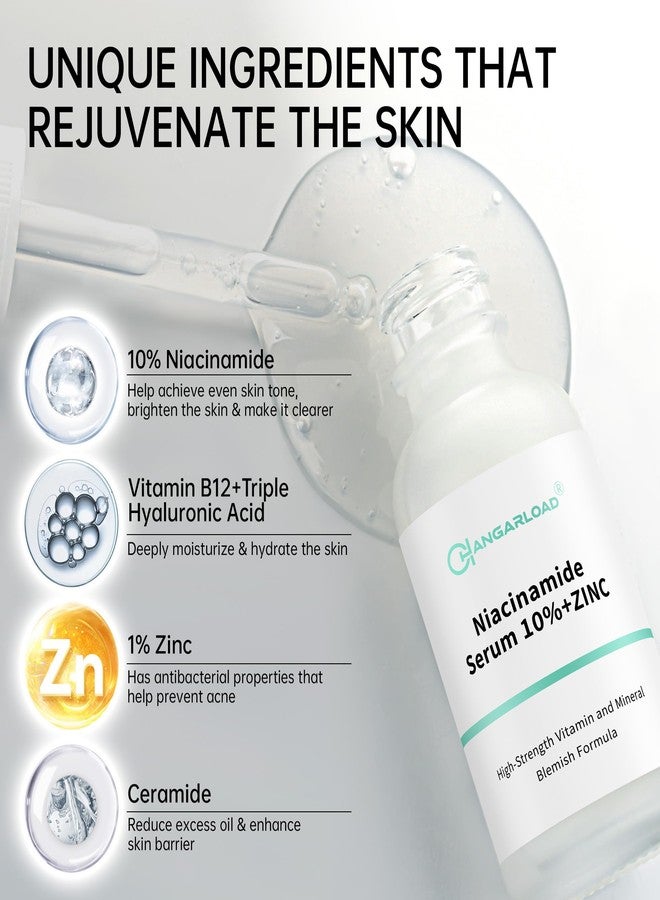 CHANGARLOAD Niacinamide 10%+ Zinc 1% Serum For Face, Niacinamide Serum For Face, Dermatologist, Redness Relieve-30ml 1floz, 2Pcs - Image 4